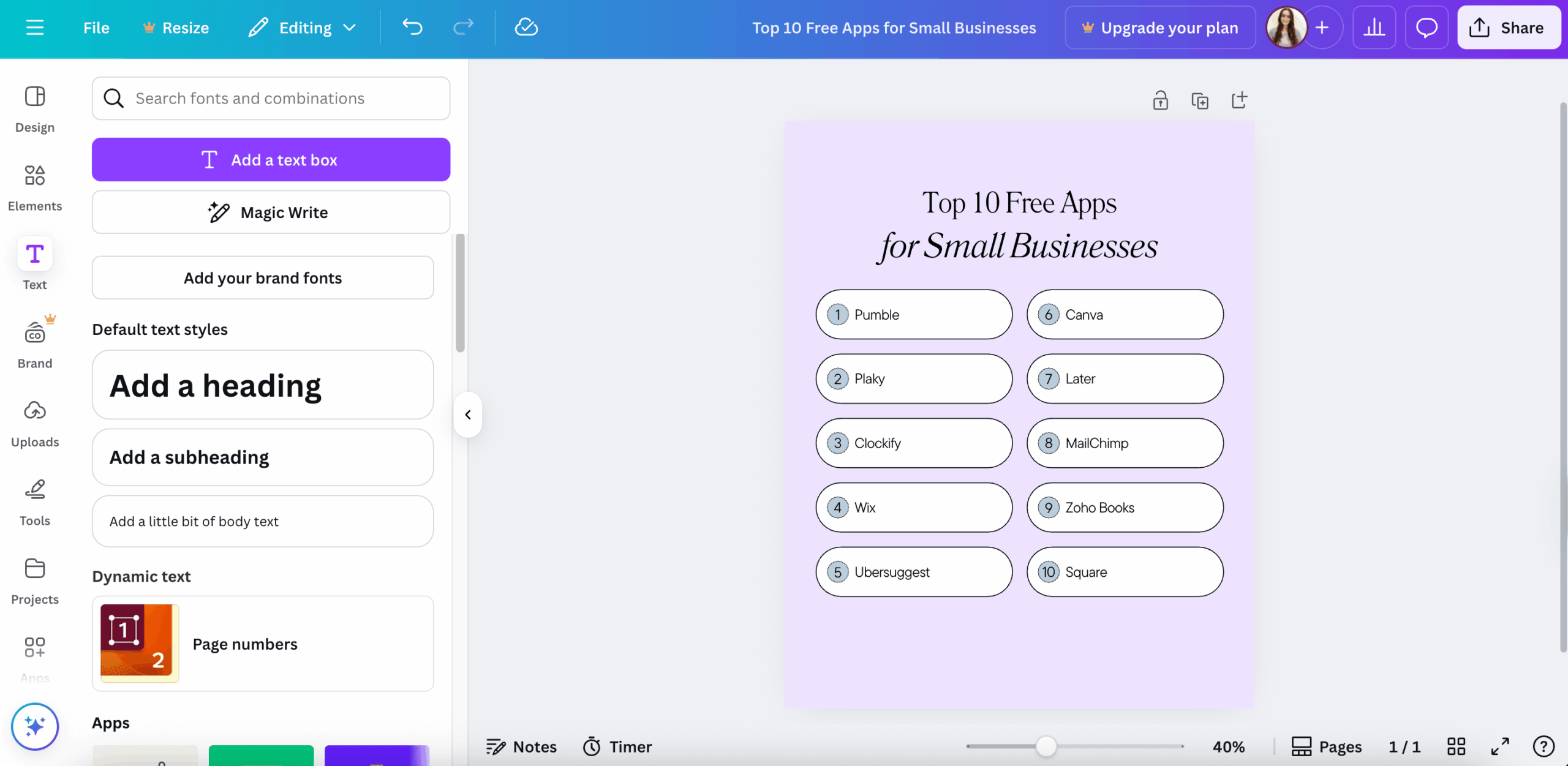 Designing an image in Canva