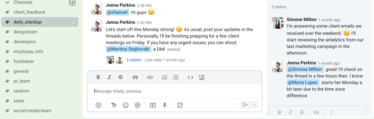 Boost your communication with Pumble’s channels and threads
