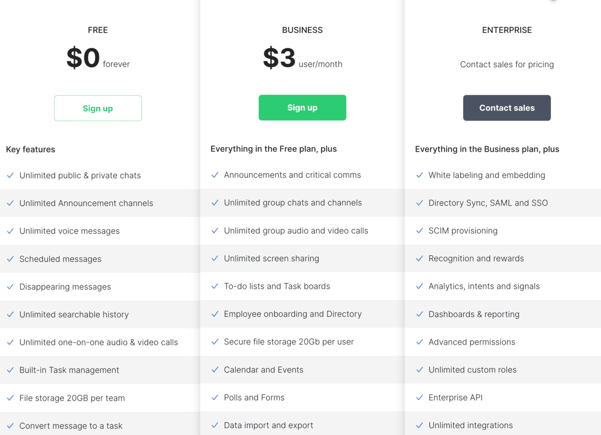 Chanty pricing