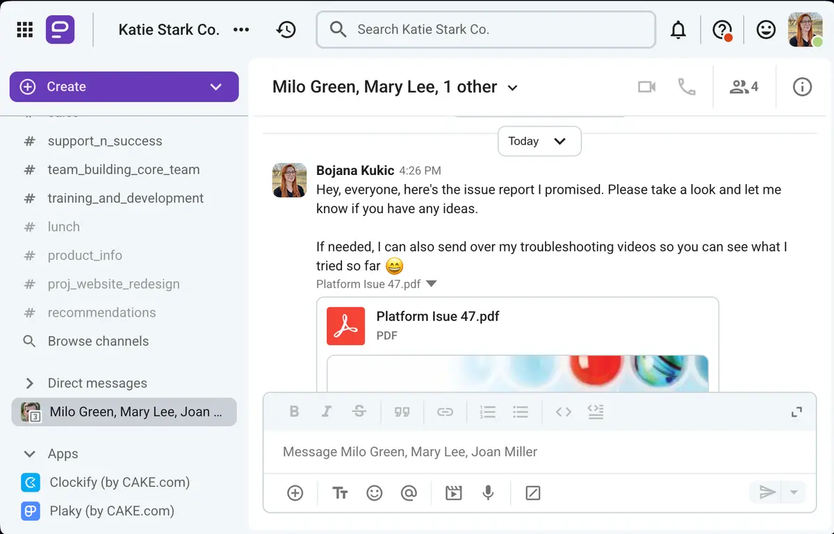 File sharing in Pumble