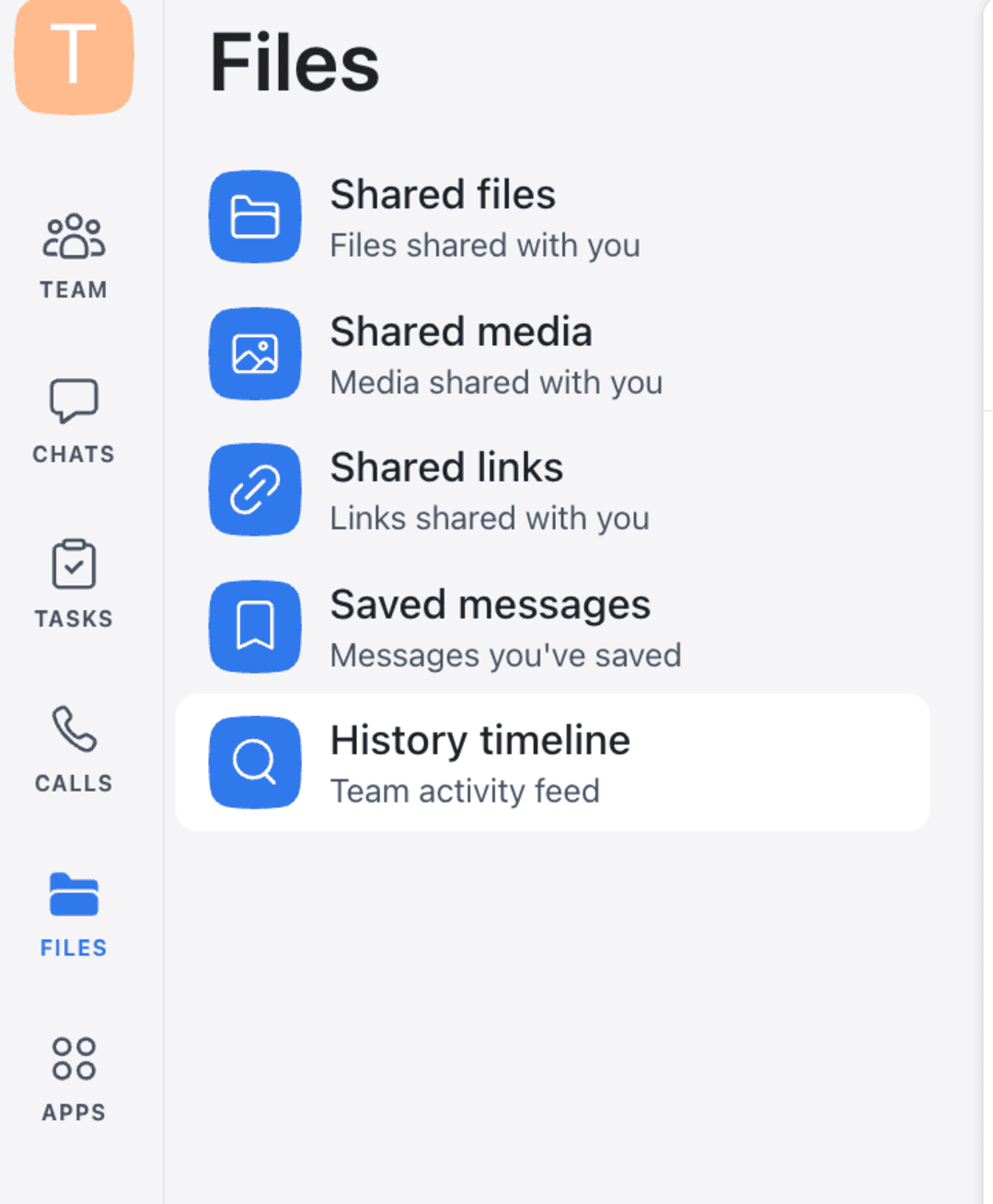 Get a clear timeline of all team activity in Chanty