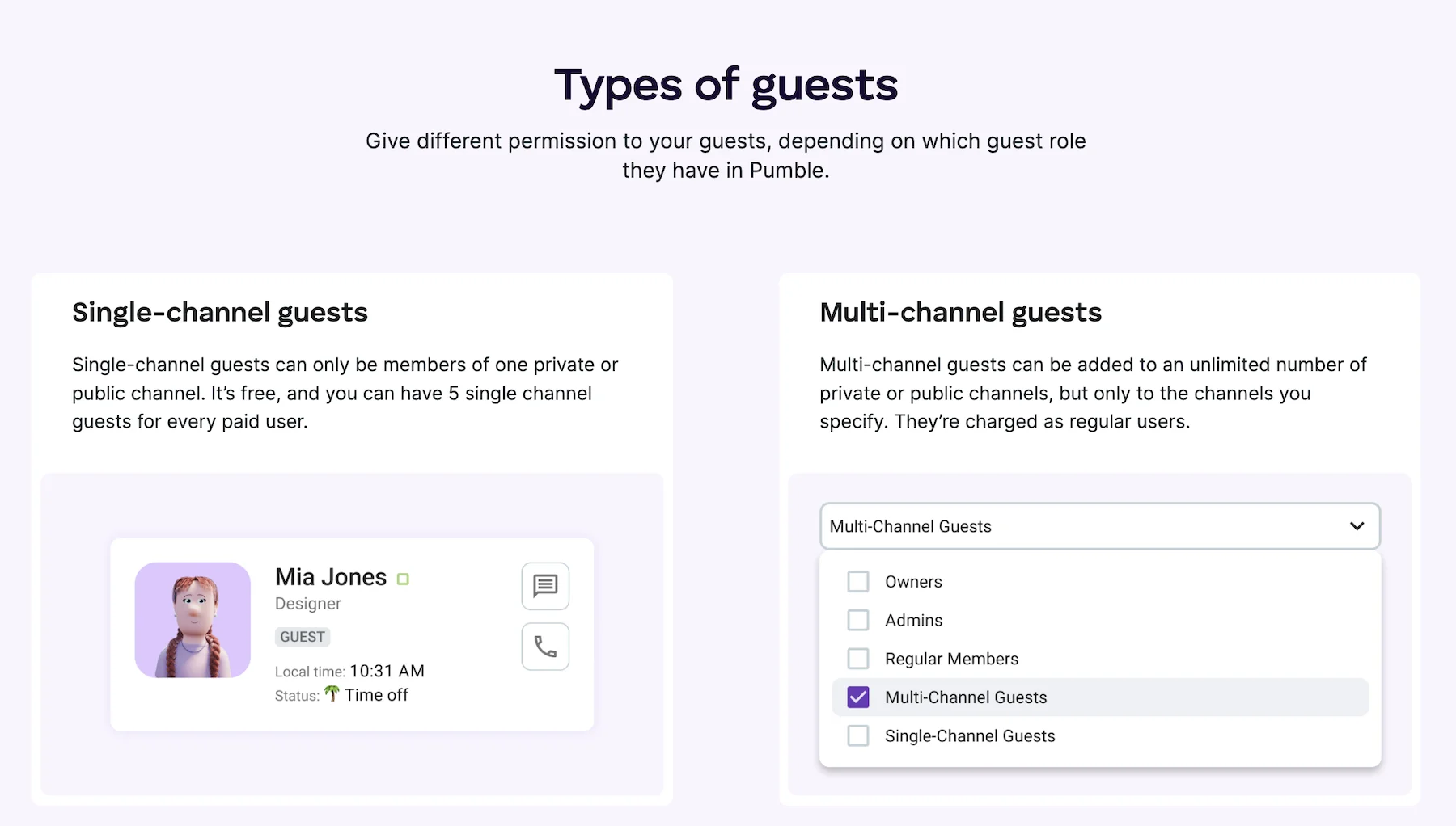 Invite single-channel and multi-channel guests in Pumble
