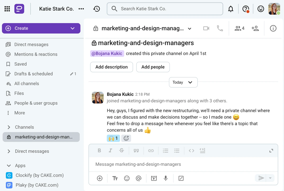 Pumble’s interface