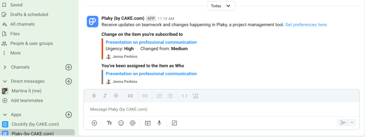 Stay in the know about project updates with the Pumble-Plaky integration
