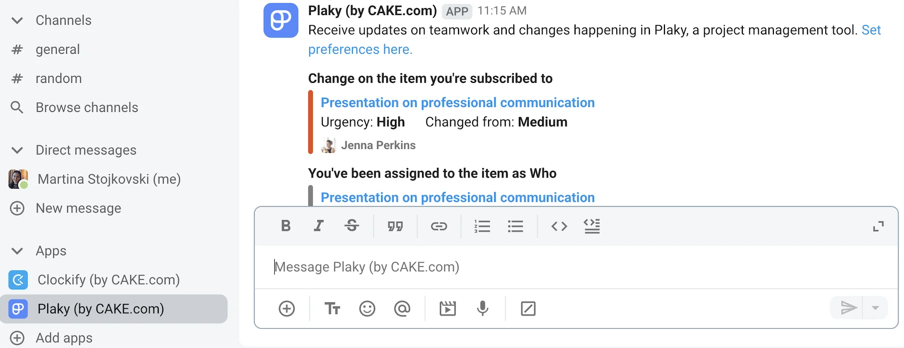 Stay in the know about project updates with the Pumble–Plaky integration