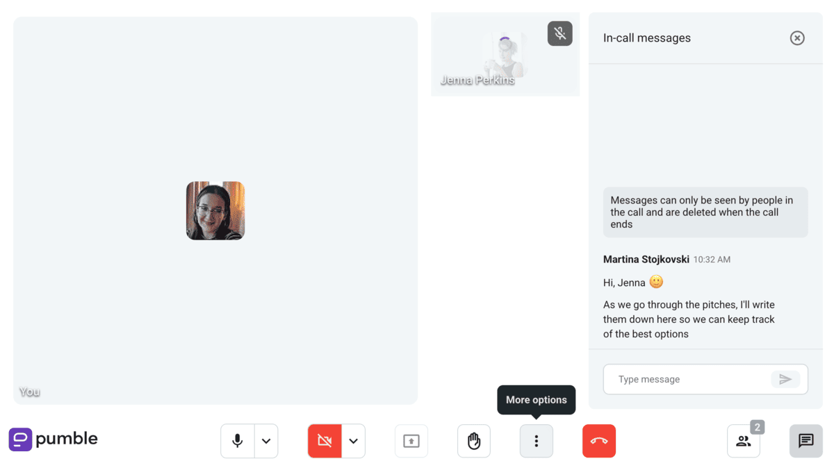 Teams achieve more with Pumble’s video and audio calls
