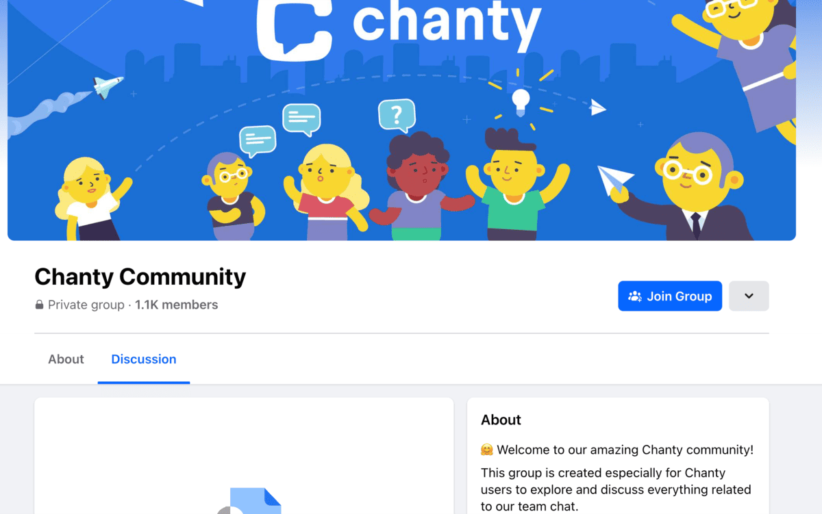 The Chanty Community Facebook group aims to connect users of this asynchronous communication  app