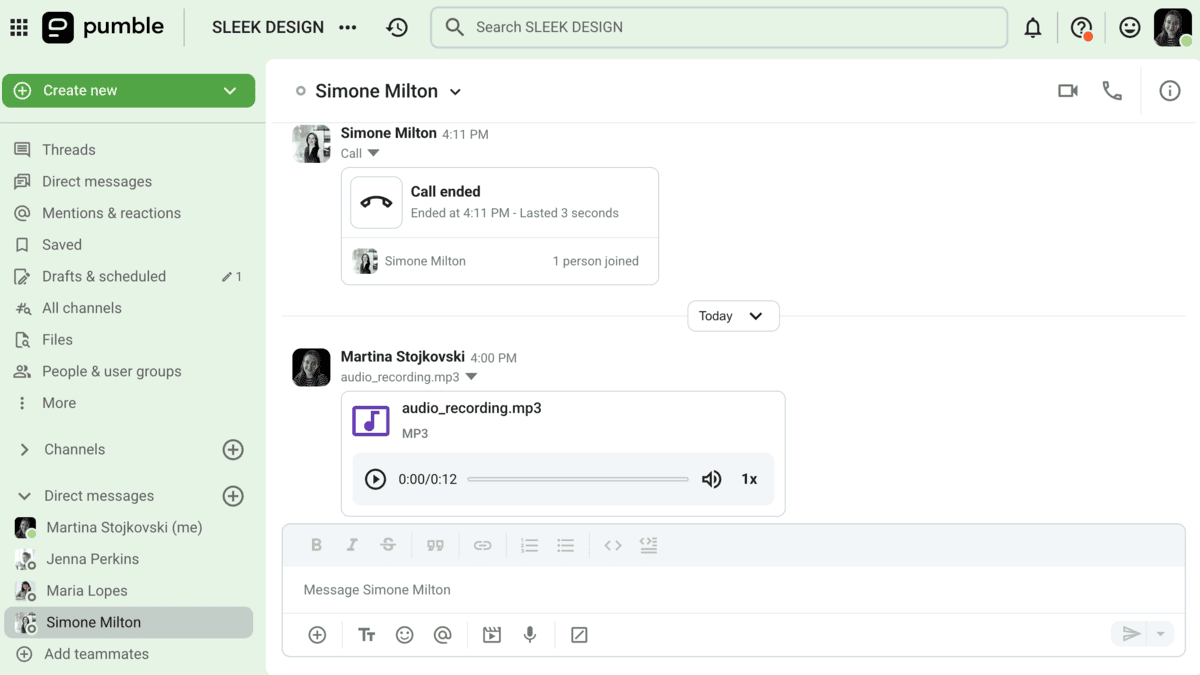 The Pumble UI is easy to use and adapt to your workflows