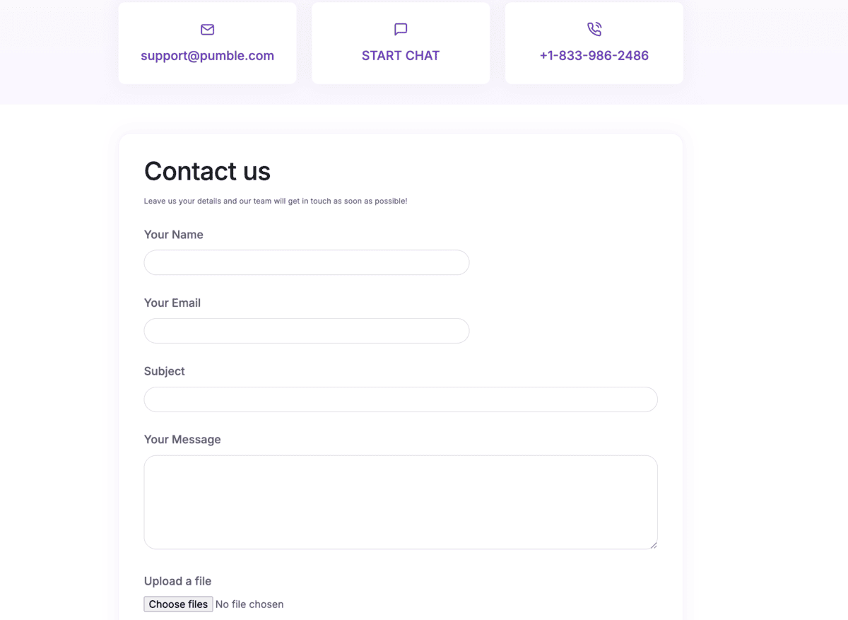 Users on all Pumble plans receive round-the-clock support