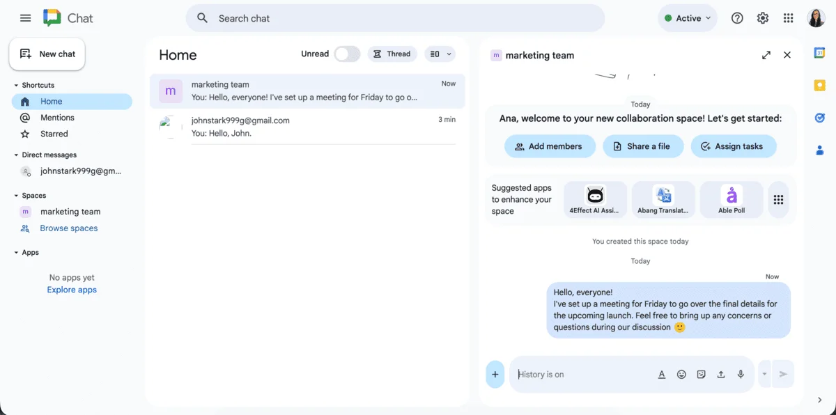 Conversations in Google Chat