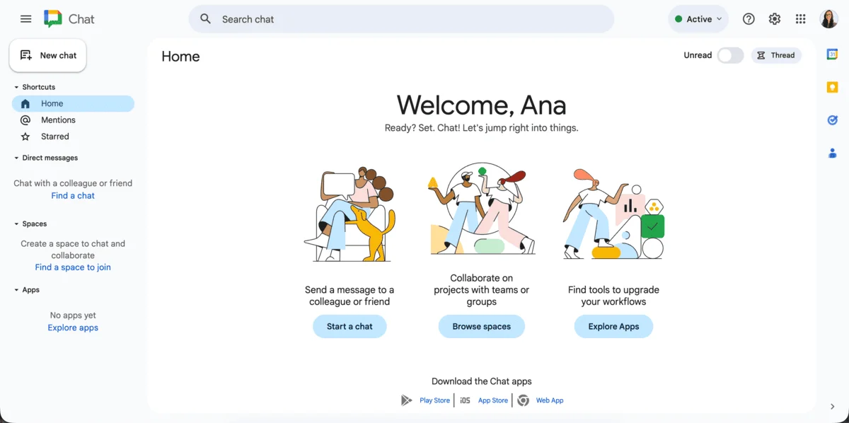Google Chat interface