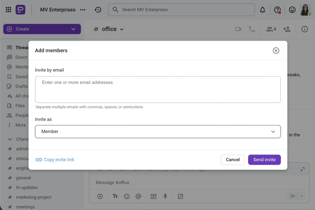 Inviting a guest user in Pumble