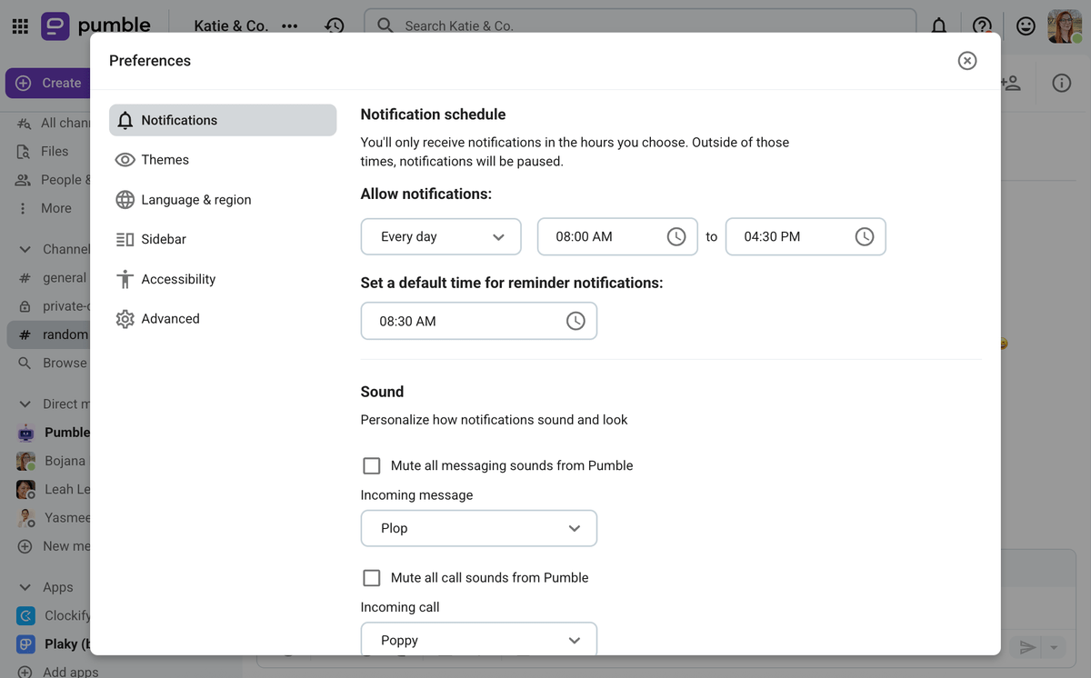 Making a notification schedule in Pumble