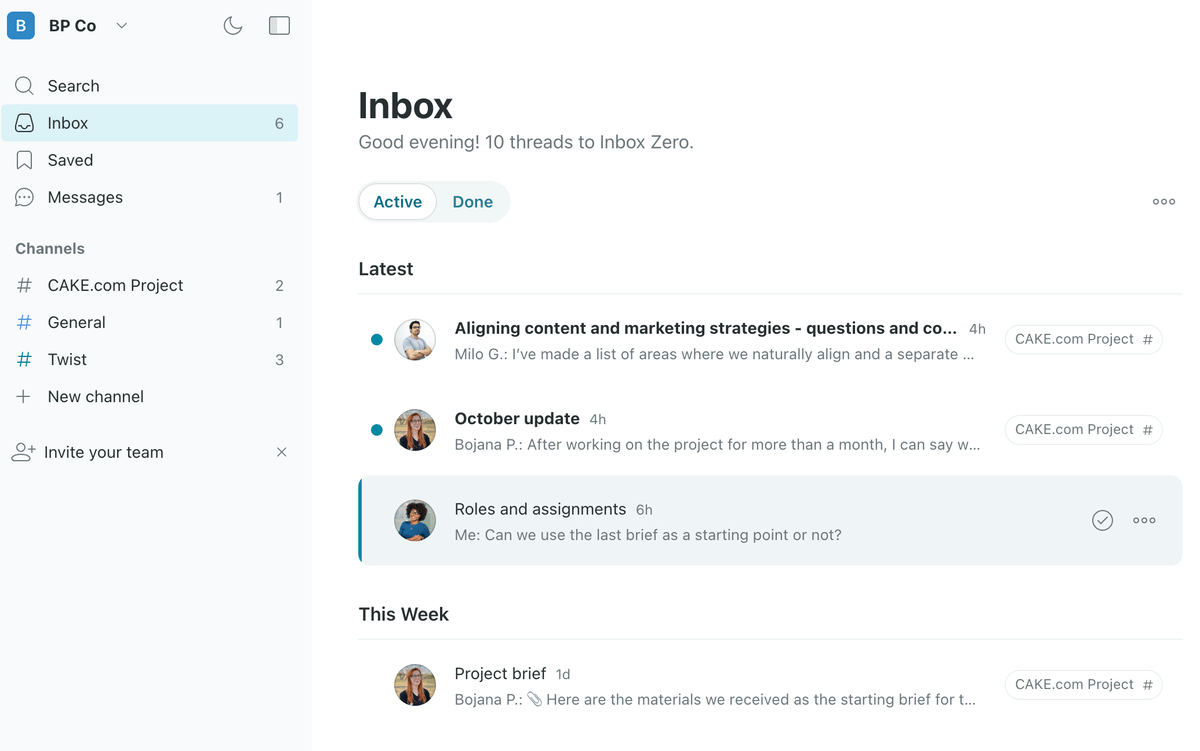 Notifications in Twist will appear in your Inbox