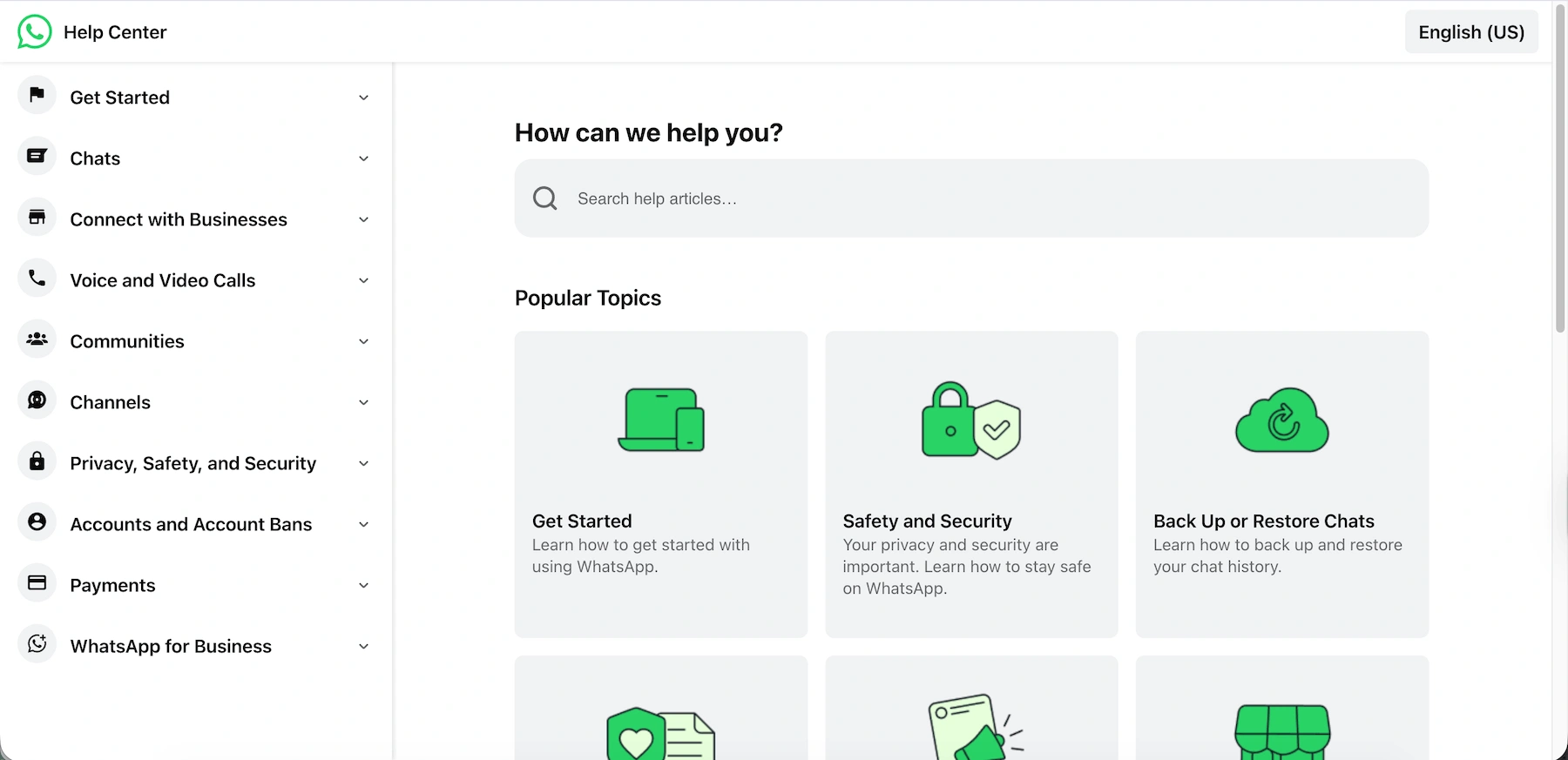 WhatsApp’s Help Center