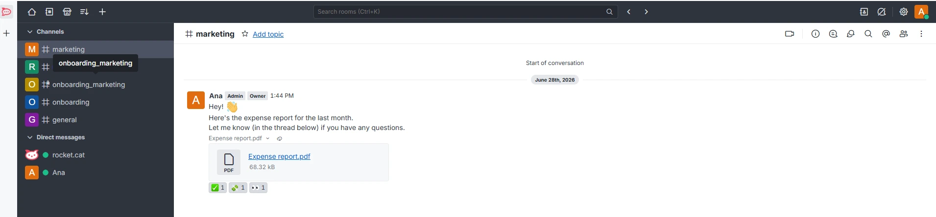 File sharing in Rocket.Chat