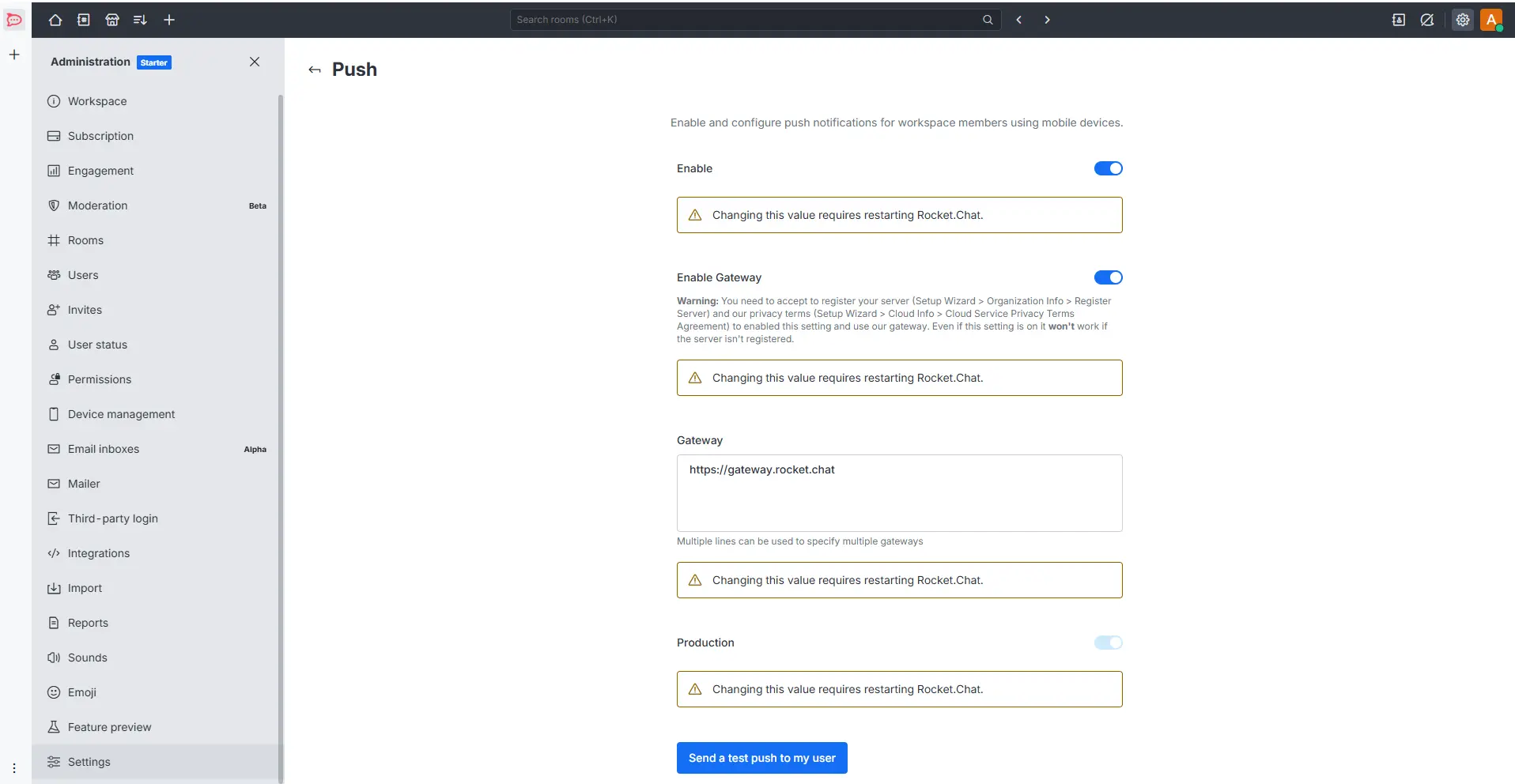 Rocket.Chat notification options