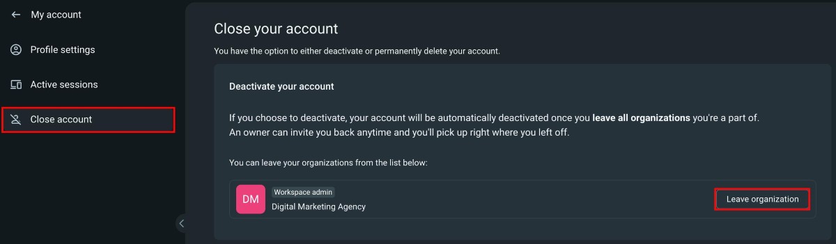 close account