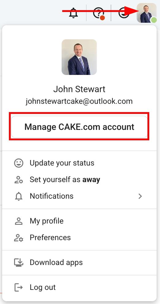 manage cake.com account