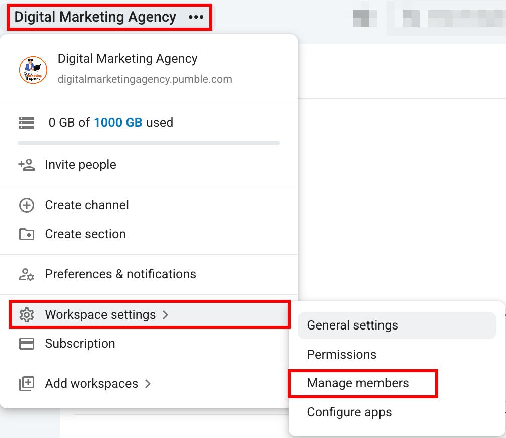 Manage members in Pumble