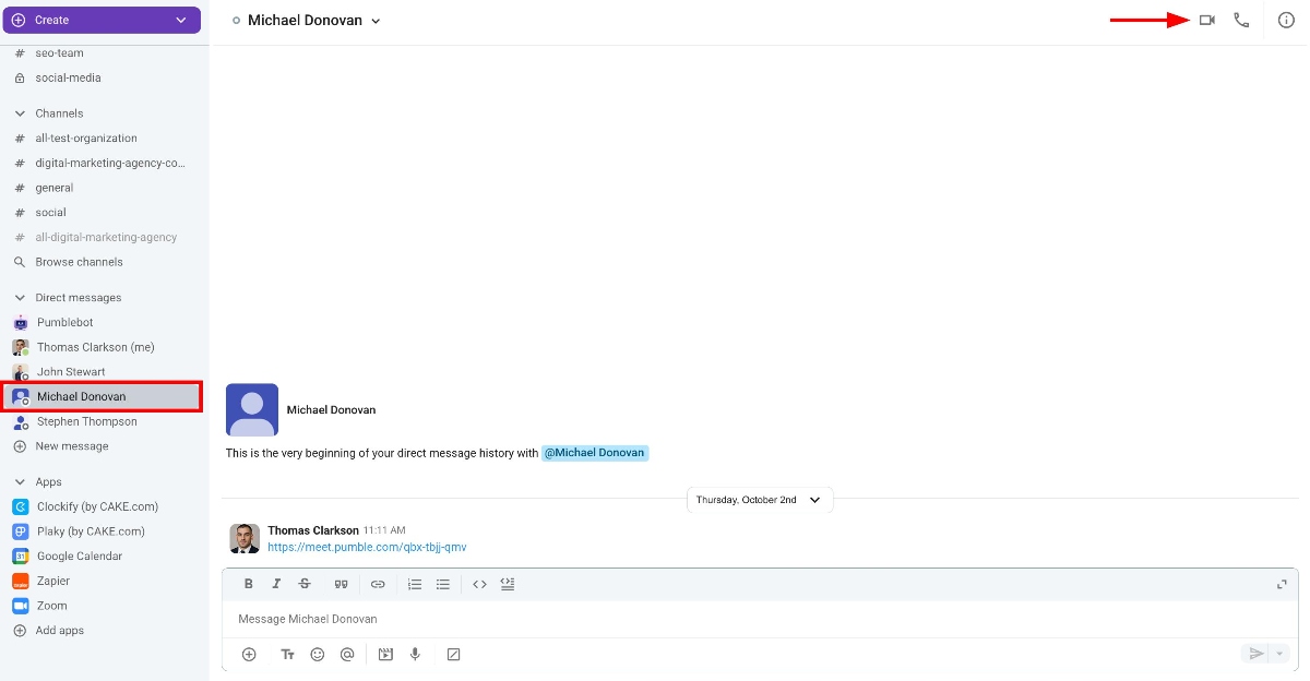 Audio video call button