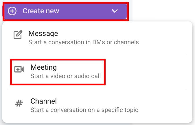 Create a meeting link in Pumble