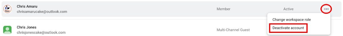 deactivate member account