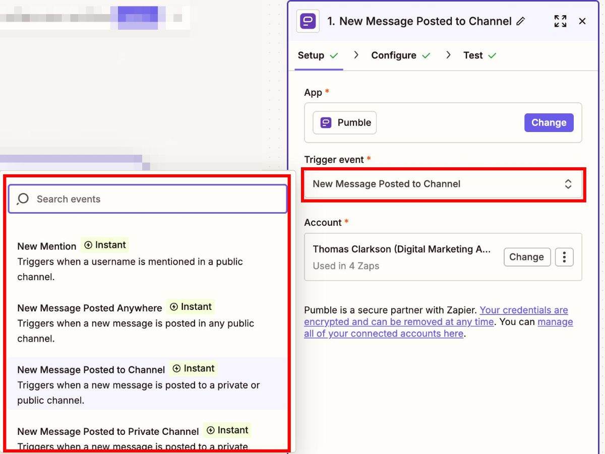 select trigger event