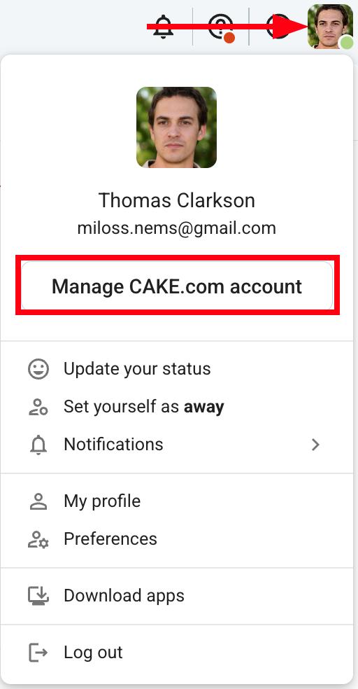 manage cake.com account