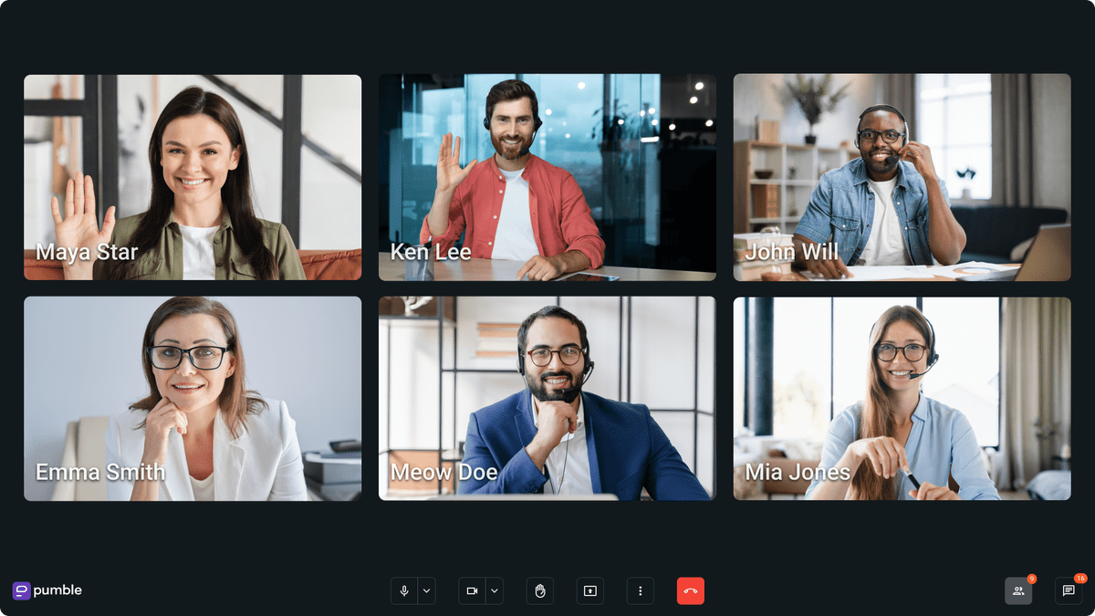 Talking to your coworkers about various informal topics has never been easier, thanks to the Pumble video call feature
