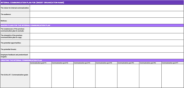 Internal communication plan template
