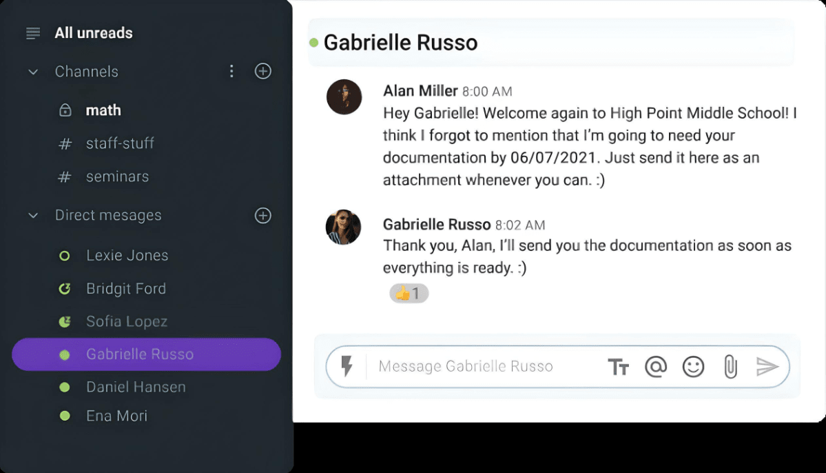 An example of a communication barrier based on date grammar in Pumble, a team communication app