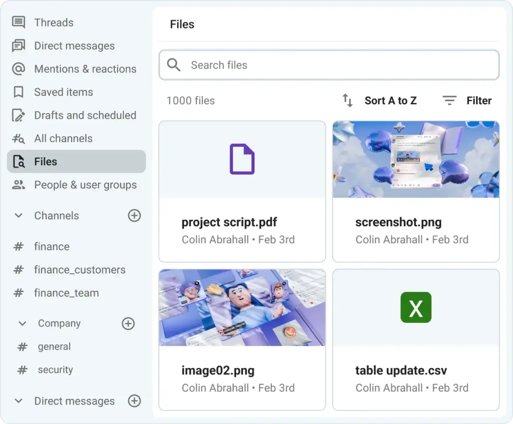 Find all your files easily in Pumble
