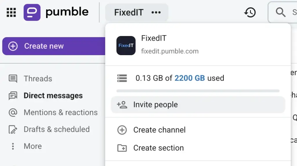 Go to “Invite people”