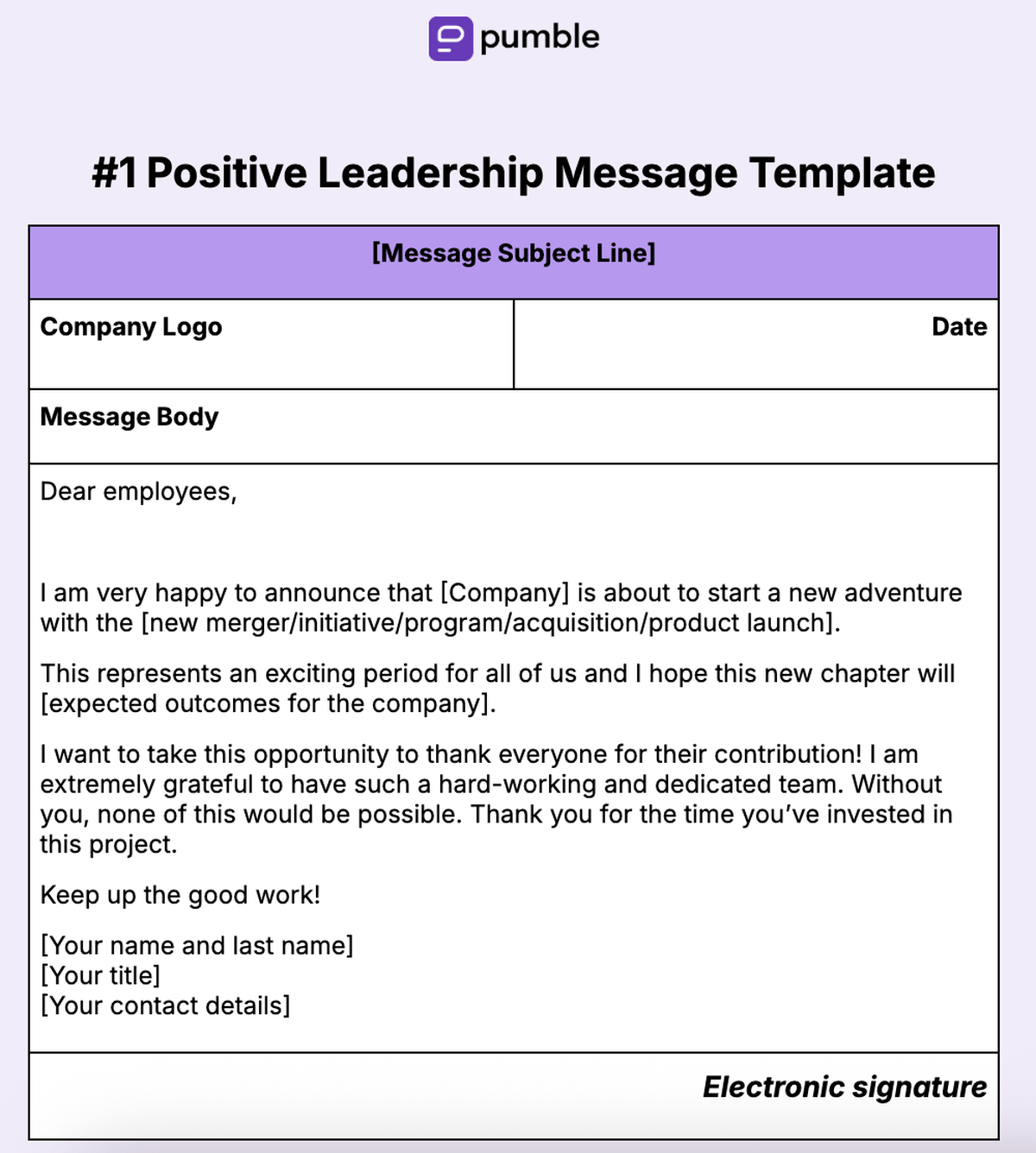 1. Leadership Message Template