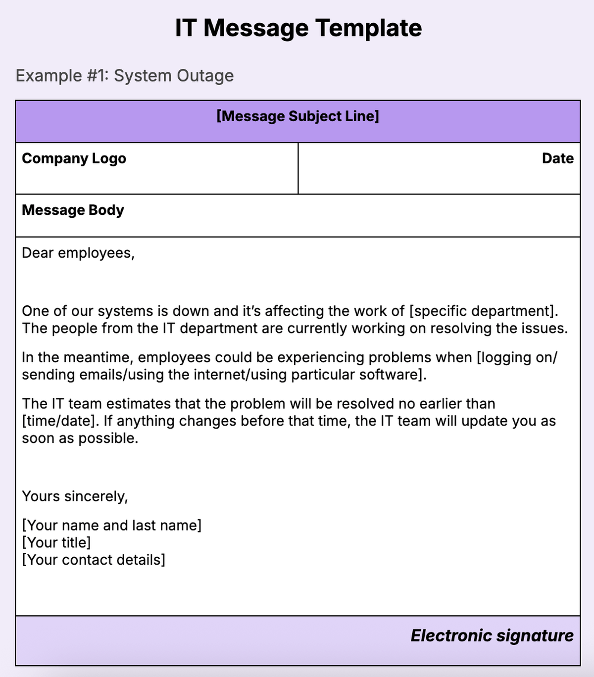 15. IT Message Template