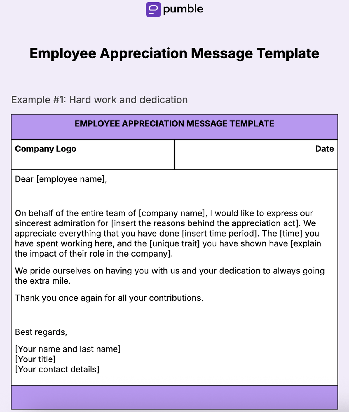 18. Employee Appreciation Message Template