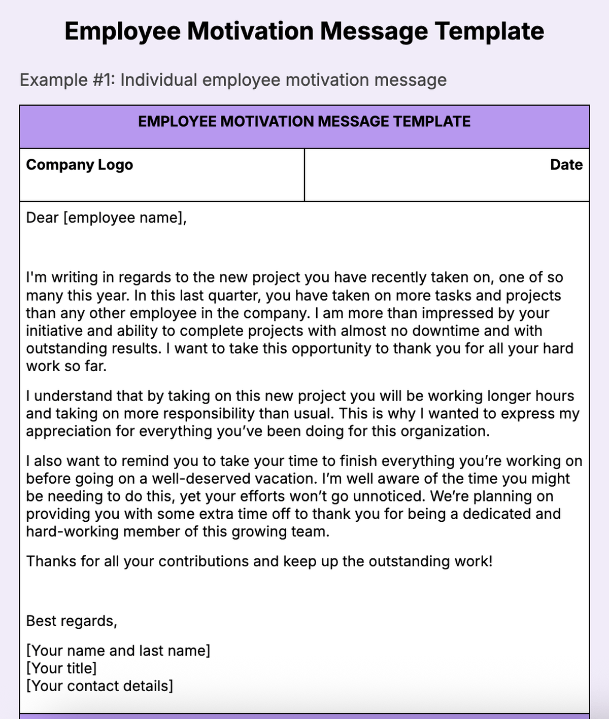 19. Employee Motivation Message Template-min