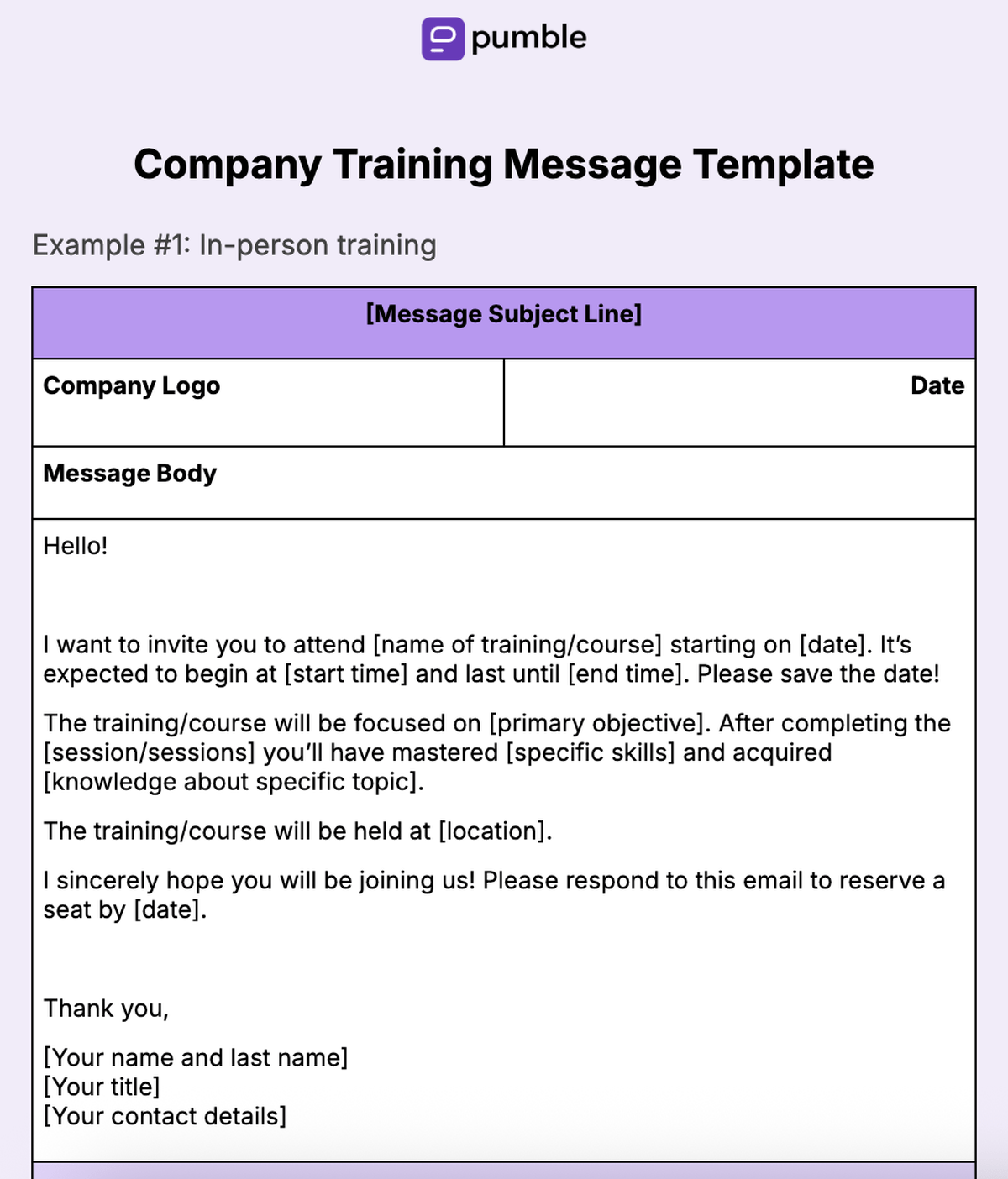26. Company Training Message Template-min