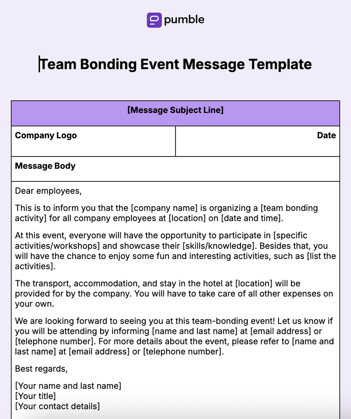 28. Team Bonding Event Message Template-min