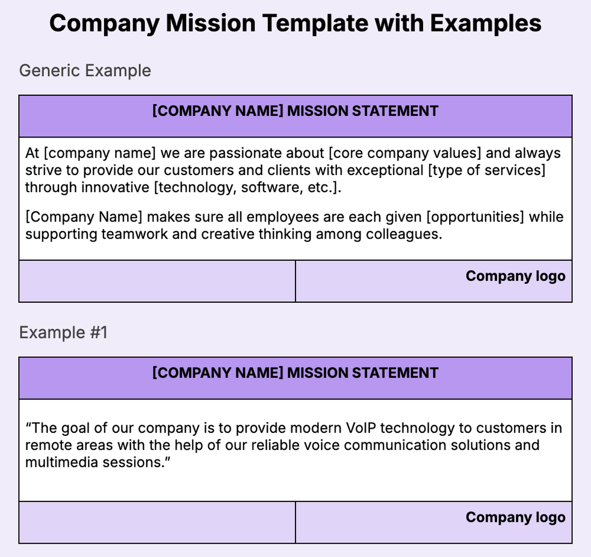3. Company Mission Template with Examples