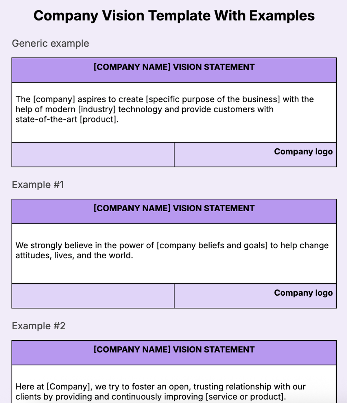 5. Company Vision Template With Examples