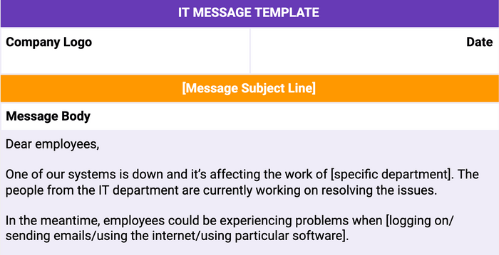 IT Message Template