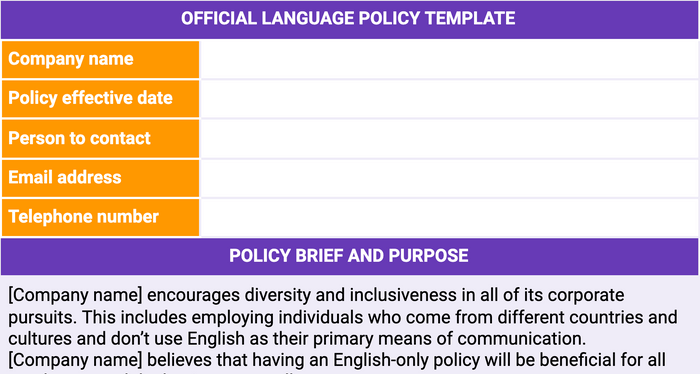 Official language policy Template