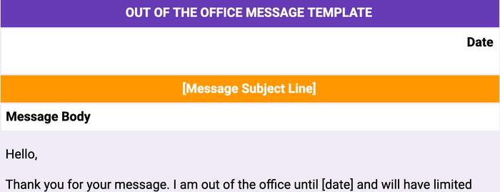 Out of the Office Message Template
