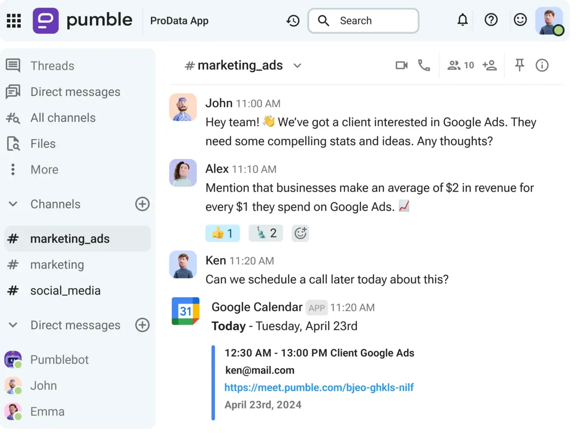 Optimize your marketing processes in Pumble