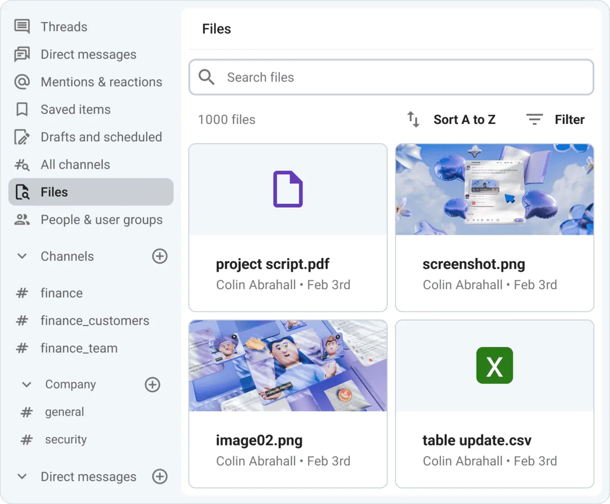File retention and search capabilities in Pumble