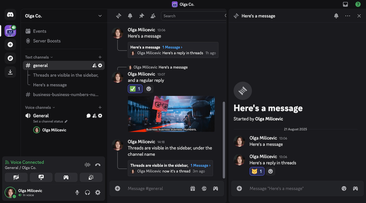 Messages, channels, and threads in Discord