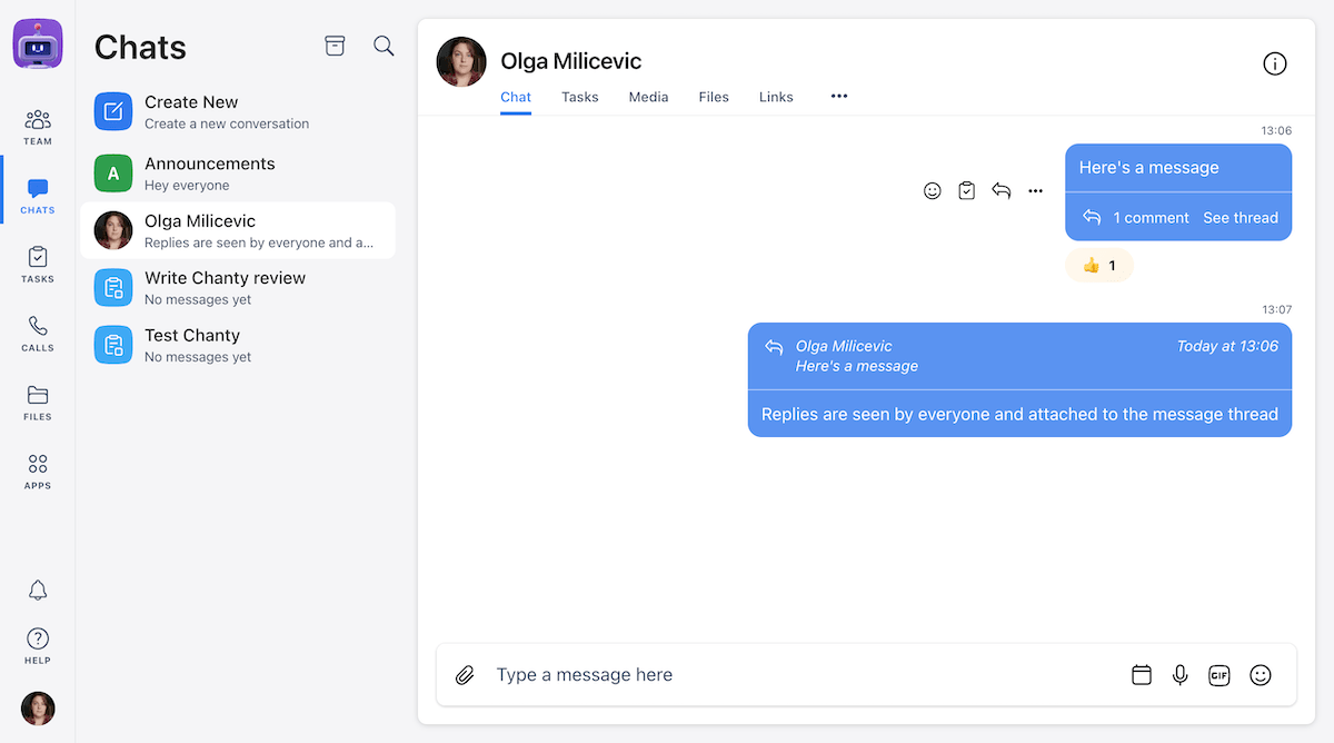 Messages in Chanty