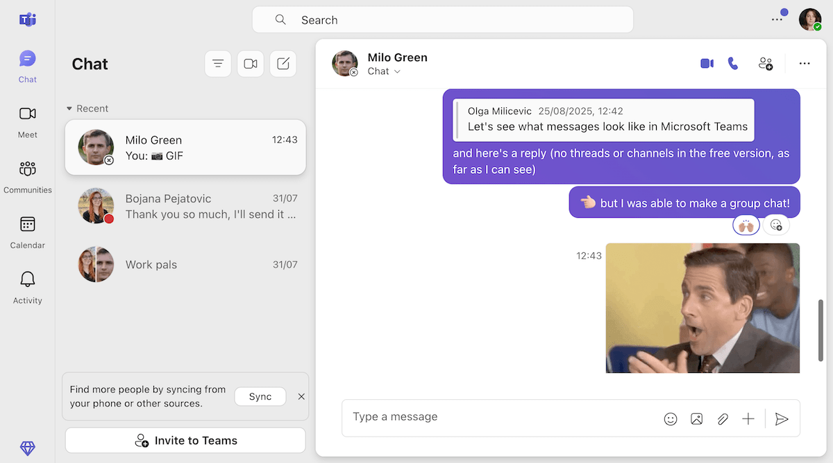 Messages, replies, and emoji reactions in Microsoft Teams